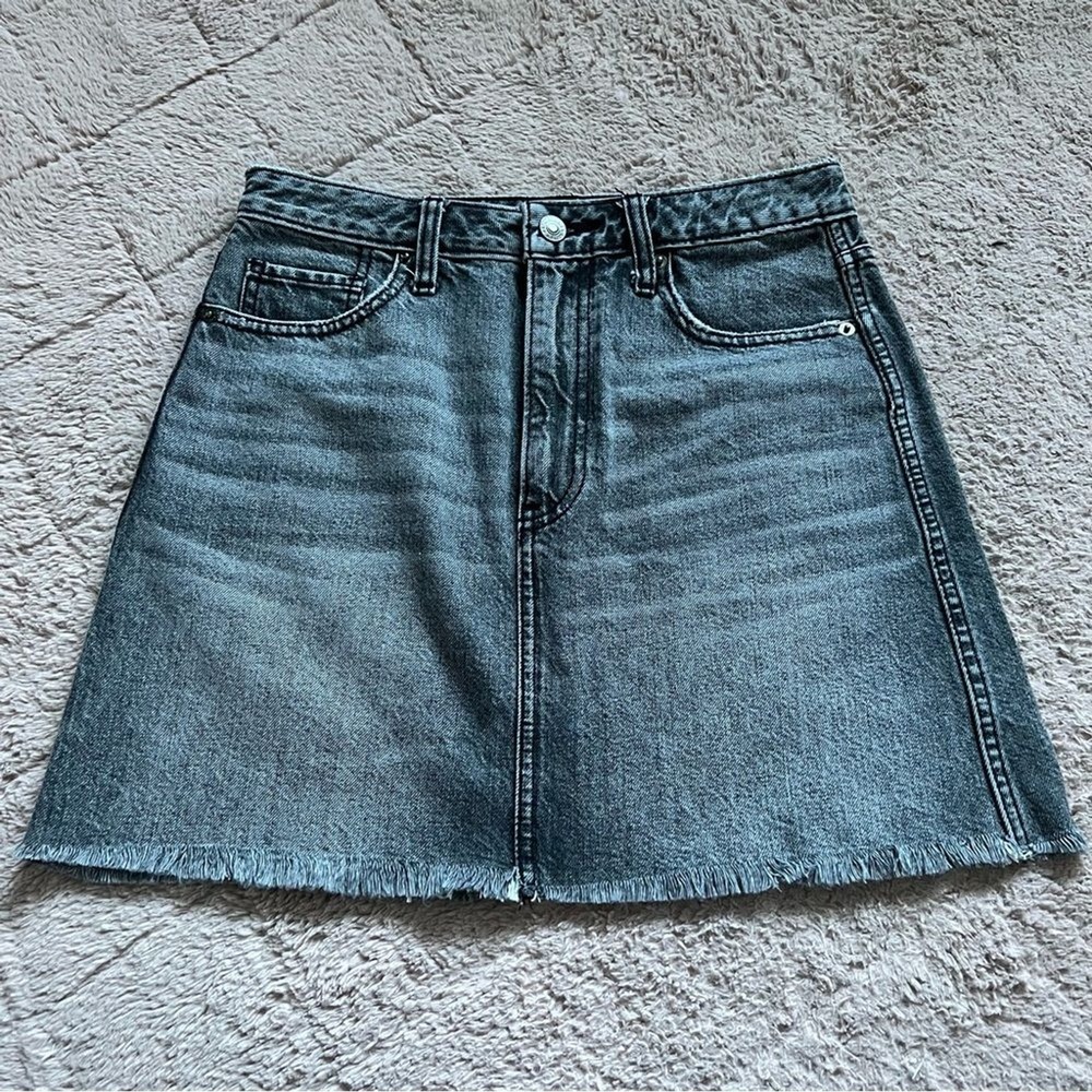 Abercrombie & Fitch‎ High Rise Mini Skirt Distressed Denim Capsule Biker Sz 26